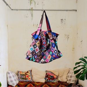 Vintage American Multi Color Leather Handbag.